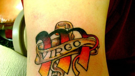 彩色school风格处女座纹身图案