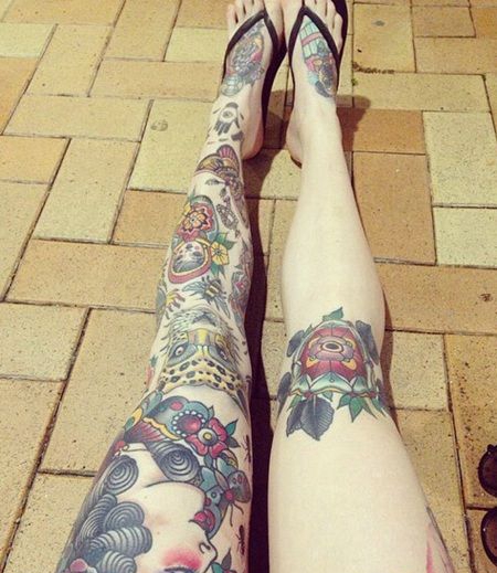 new school花腿纹身，美人豹子和套娃