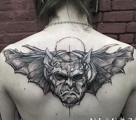 恶魔之翼，后背恶魔翅膀创意纹身图案
