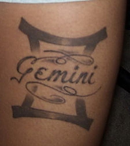 大腿双子座纹身图案