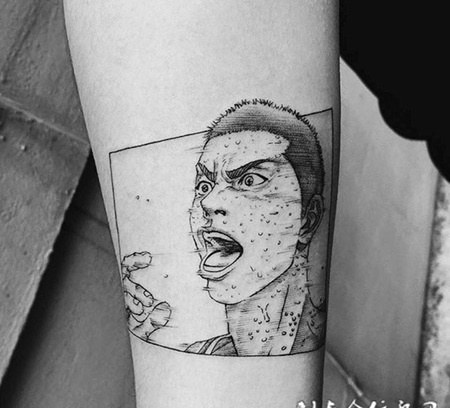 运动的热诚，手臂樱木花道卡通纹身