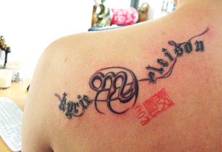 肩部天蝎座英文纹身图案