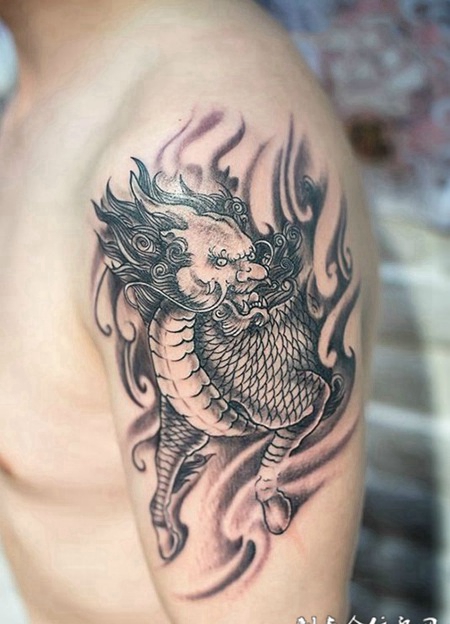 神兽飞临，手臂麒麟个性纹身图案
