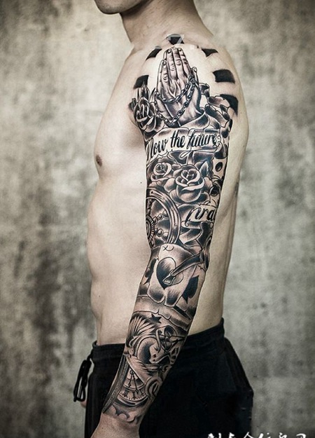 多种元素组合，个性纹身大集合的花臂图案