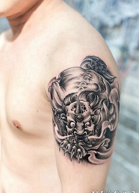 生财有道，手臂招财貔貅纹身图案