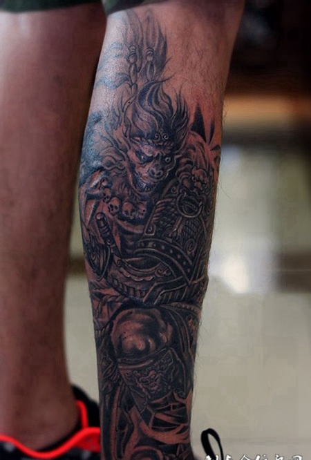 怒彻云霄，小腿齐天大圣霸气纹身