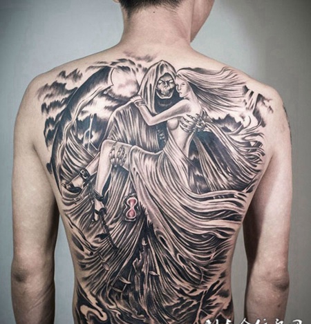 死神的救赎，满背霸气死神纹身