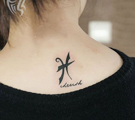 颈部双鱼座纹身图案