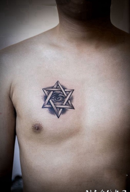 上帝之眼，胸口个性纹身图案