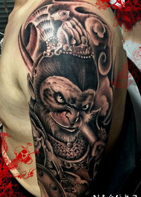 斗志昂扬斗战胜佛孙悟空花臂纹身