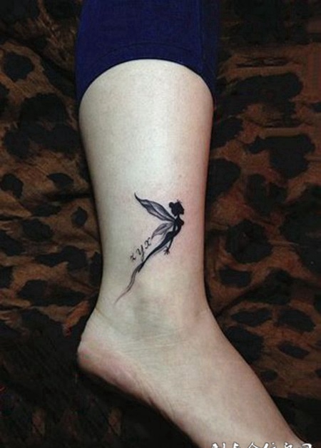 古灵精怪脚踝部小精灵纹身