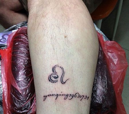 小腿狮子座纹身图案