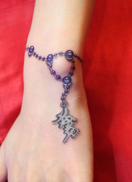 手臂手链汉字纹身图案