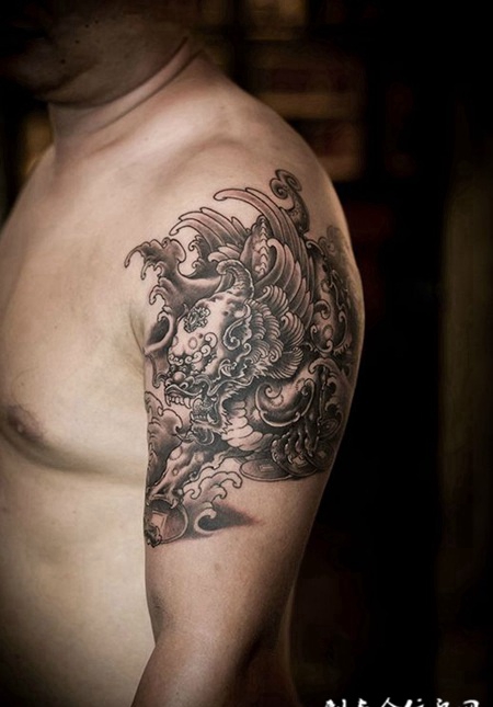 招财瑞兽，手臂貔貅霸气纹身