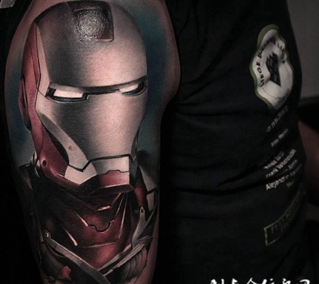 钢铁之躯，手臂钢铁侠彩绘纹身