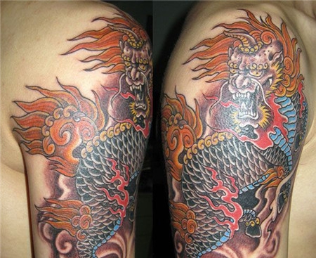 大臂传统麒麟纹身图案