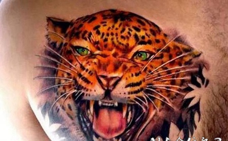 凶猛捕猎者，胸部豹子彩绘纹身