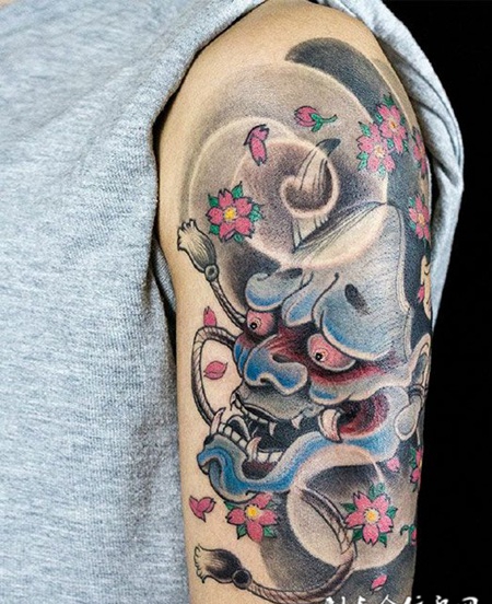 魑魅魍魉，手臂般若纹身图案