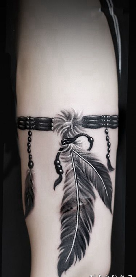 臂上之环，手臂个性羽毛臂环纹身