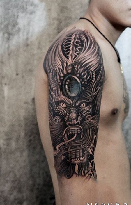 龙王来袭，手臂龙王纹身图案