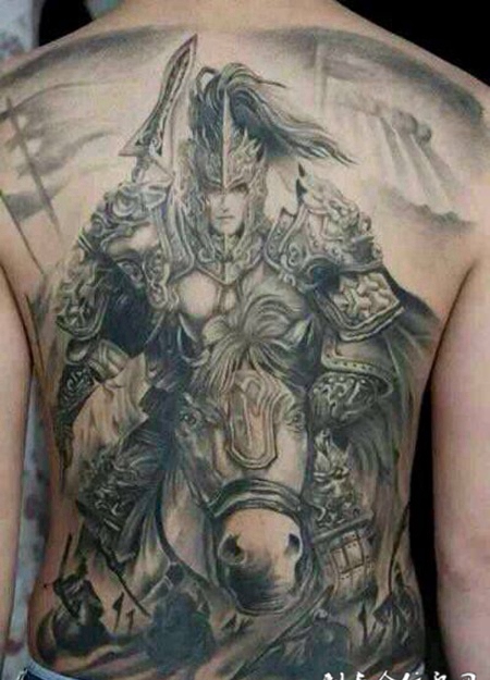 大将之风，满背赵子龙纹身图案