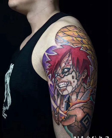 暴走我爱罗，手臂卡通纹身图案