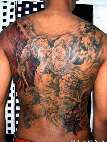 子龙救主，满背赵子龙霸气纹身