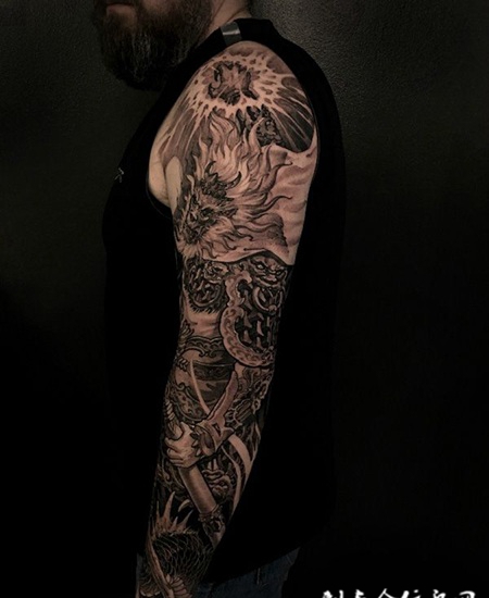 大圣降龙，霸气斗战胜佛花臂纹身