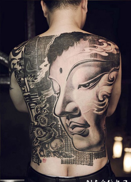 我佛慈悲，满背佛像个性纹身