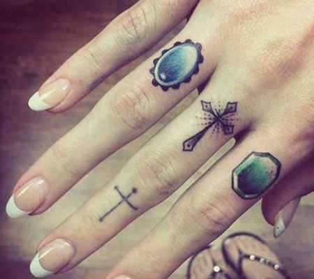 手指上的戒指纹身图案