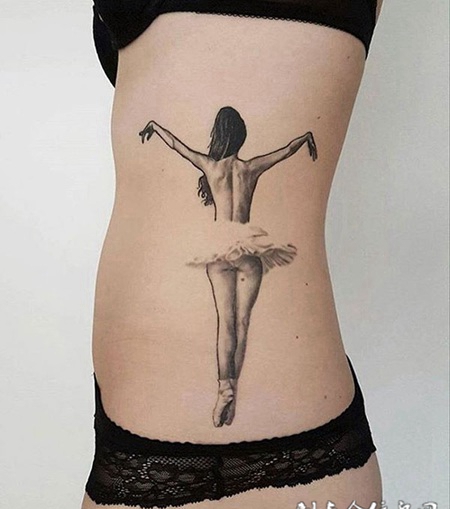 灵魂舞者，腰部芭蕾舞者纹身图案