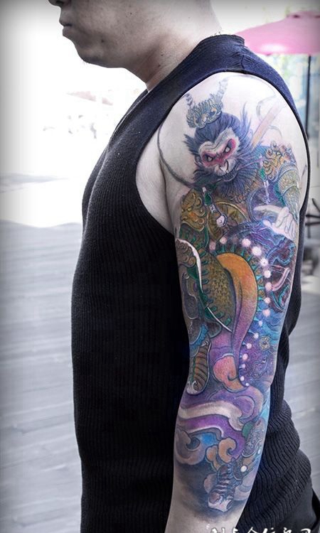 猴王归来，手臂斗战胜佛彩绘纹身