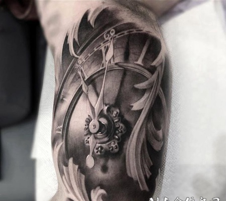 分秒必争，手臂欧美3d时钟纹身