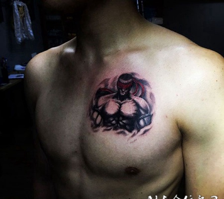 泰国拳僧，胸口拳僧纹身图案