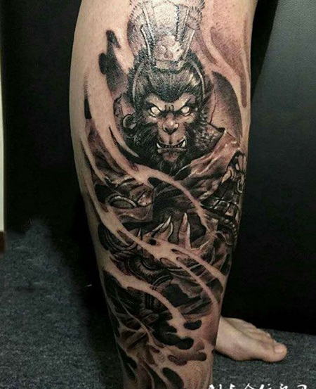 我欲封神，腿部斗战胜佛纹身图案