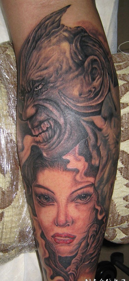 写实恶魔美女纹身