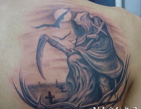 镰刀死神哈迪斯斗篷纹身