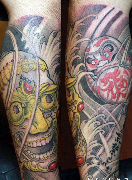 传统花臂嘎巴拉纹身