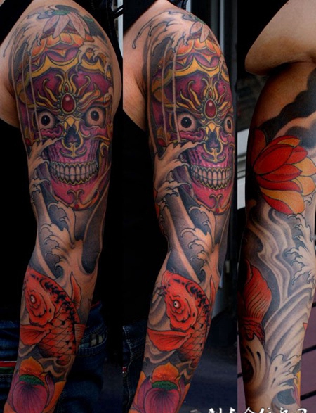 花臂嘎巴拉纹身