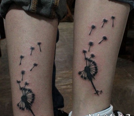飞舞的插画蒲公英纹身