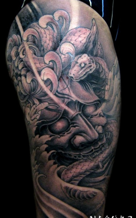 胳膊上的般若纹身