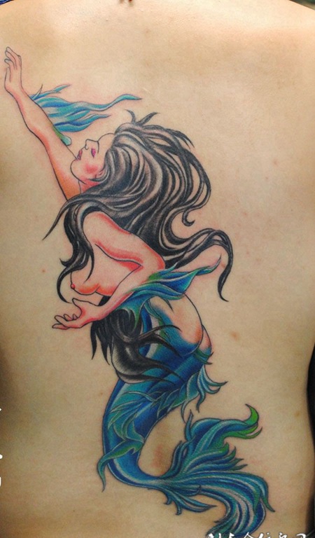 写实美人鱼纹身