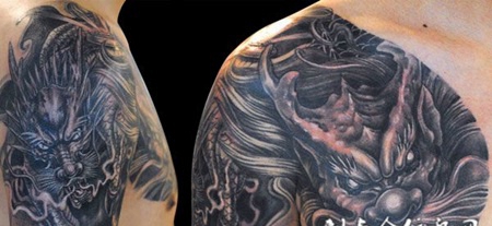 传统半胛龙纹身
