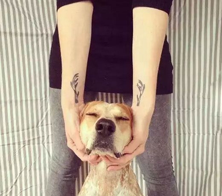 手臂上的鹿角纹身图案