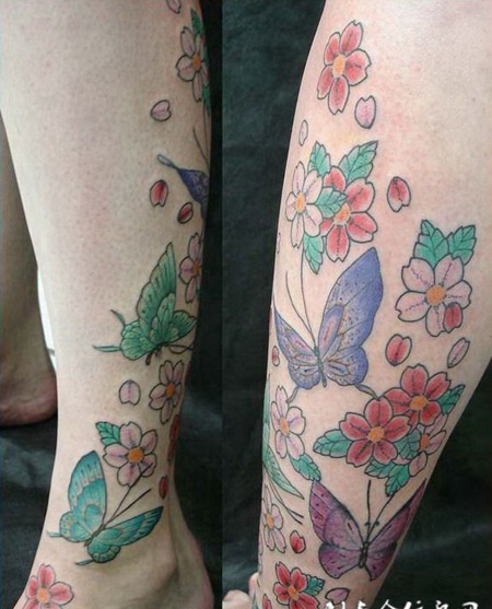 一大群飞舞的蝴蝶纹身