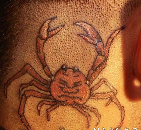 脖子上的螃蟹纹身