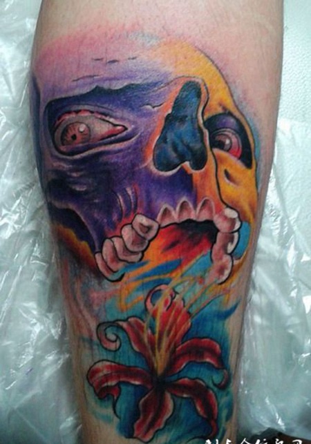 骷髅彼岸花纹身