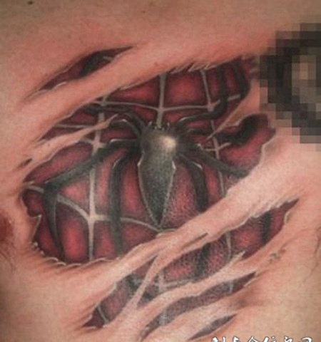 隐藏在皮肤下的蜘蛛侠纹身