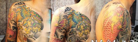 半胛纹身图案鱼龙