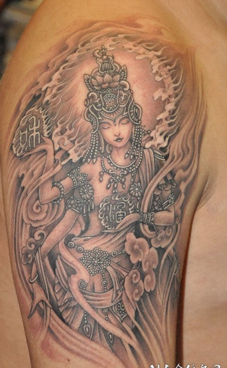 胳膊上度母纹身